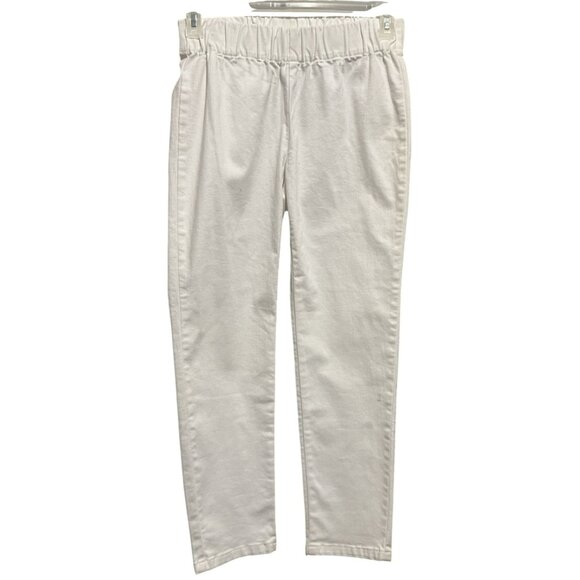 Soft Surroundings Straight Leg Cotton Stretch White White Pull-On Pants Sz PSm - Picture 1 of 5